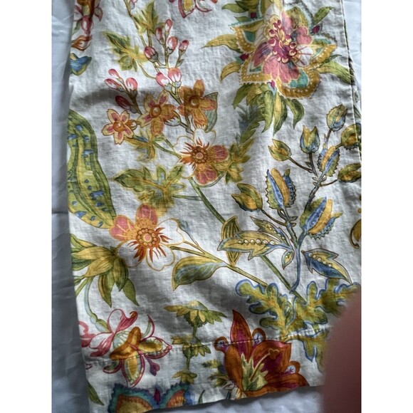 Floral Linen Blend Wide Leg Pants Size M Boho Botanical Resort Summer - Picture 7 of 11